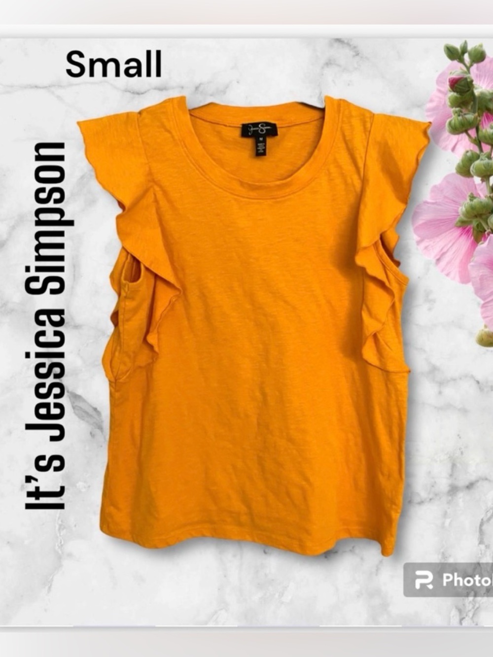 NWT Jessica Simpson YARA RUFFLED SLEEVES BLOUSE BUTTERCUP/GOLD SIZE:SMALL